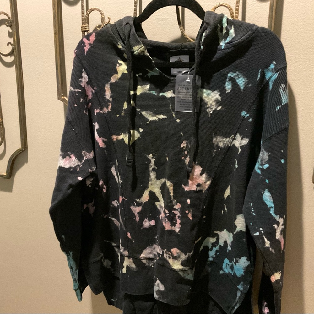 NWT Like Love Small Black w/ Multicolored Splatter Print Hoodie
